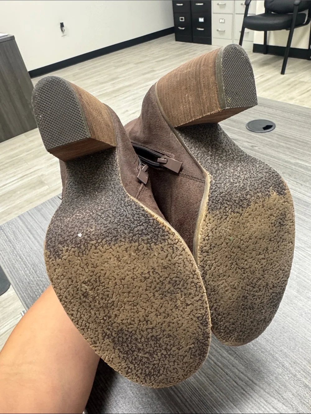 Brown Suede Wedge Ankle Boots - Women size 8.5